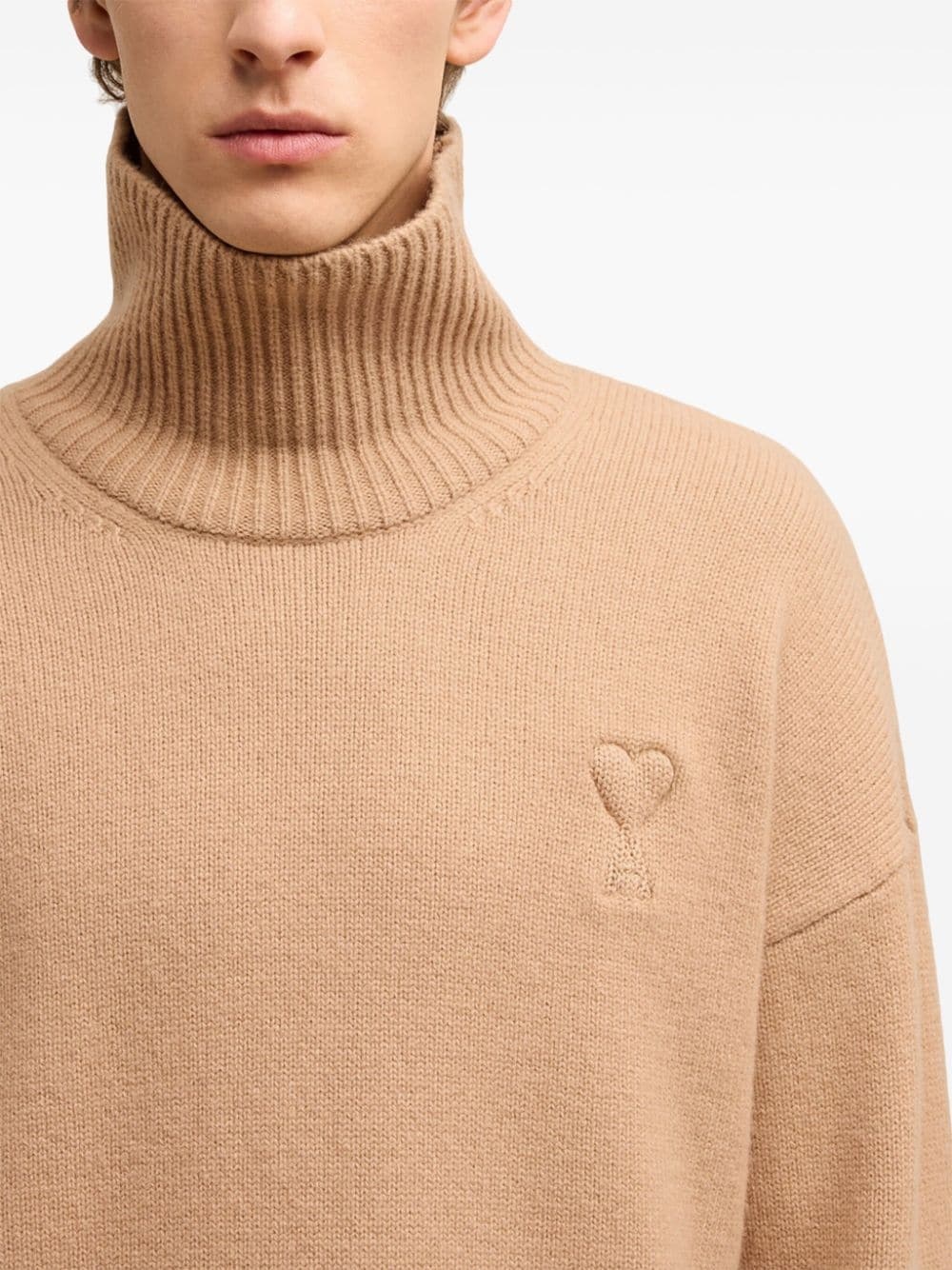 embossed Ami de Coeur roll-neck jumper - 6