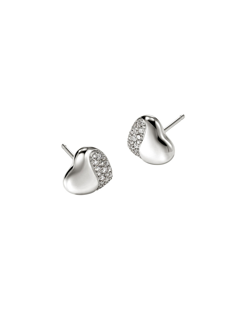 Women's Pebble Sterling Silver & 0.25 TCW Diamond Heart Stud Earrings - Silver 3