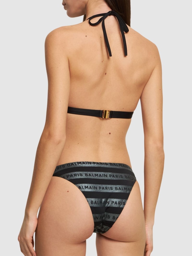 Glitter striped logo triangle bikini - 3