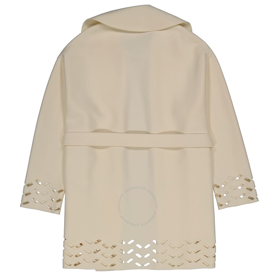 Alaia Ladies Ivory Openwork Pea Coat - 13