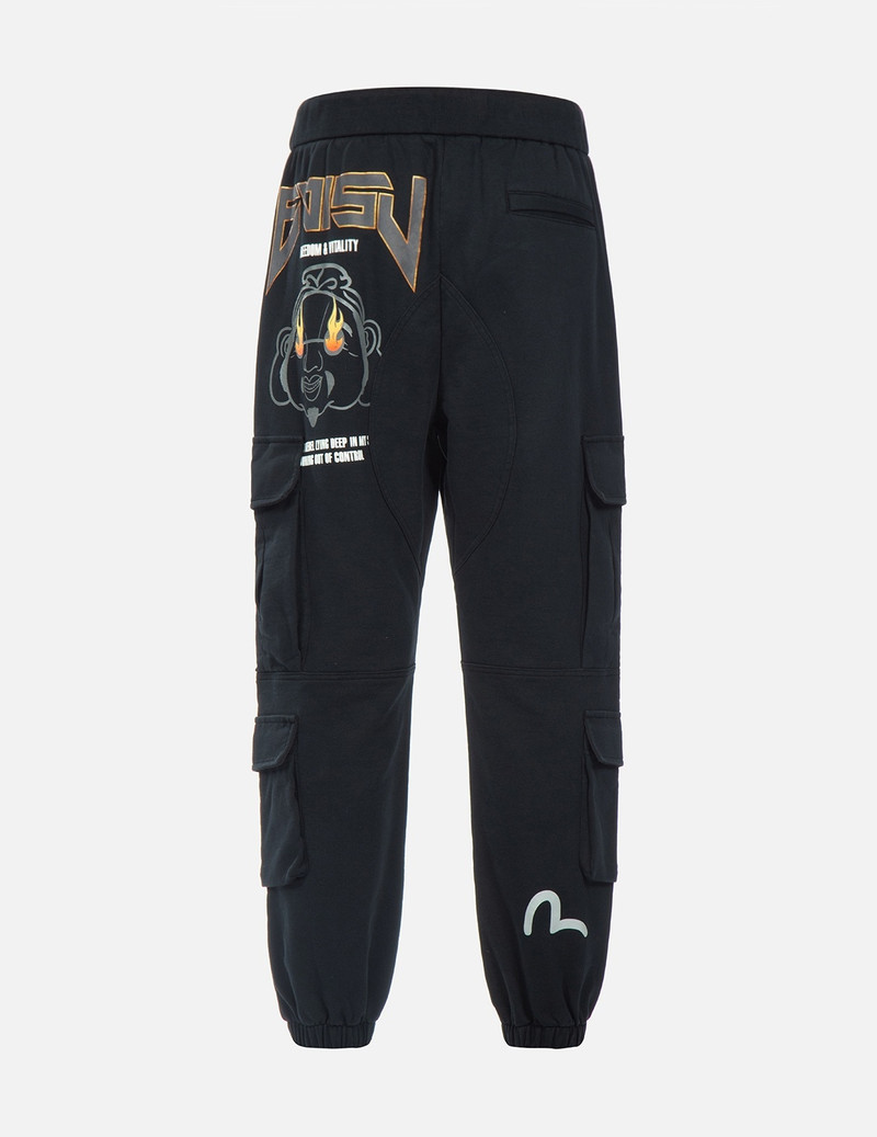 EVISU GODHEAD AND LOGO PRINT CARGO PANTS outlook