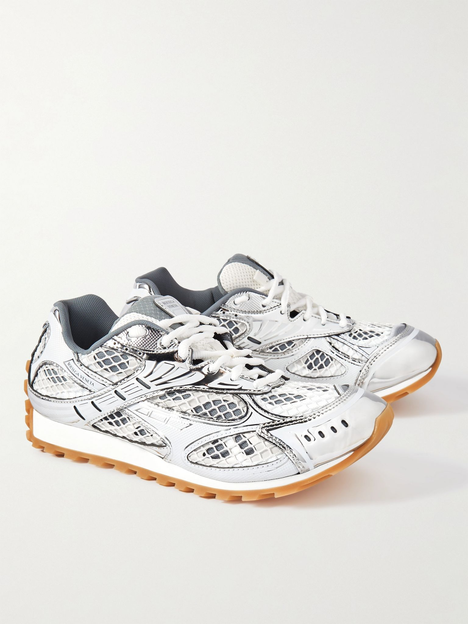 Orbit Metallic Rubber and Mesh Sneakers Silver - 4