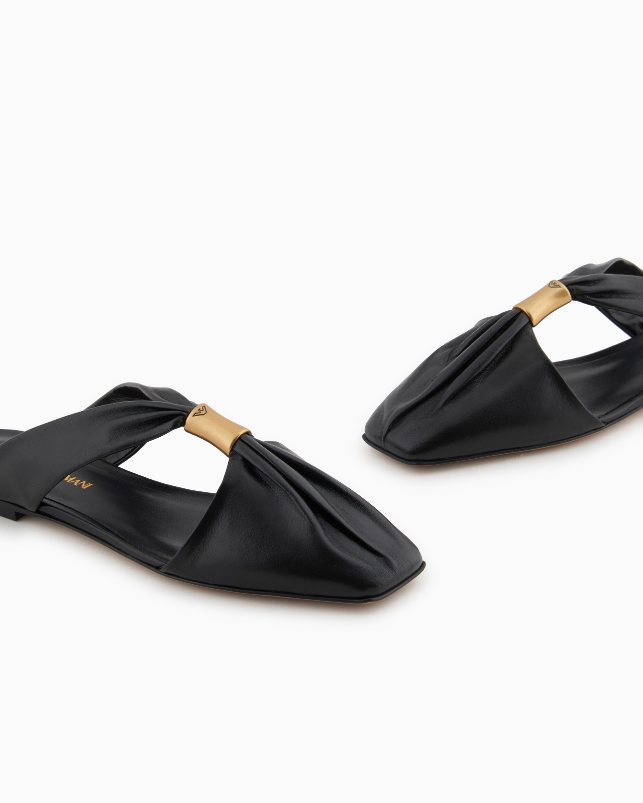 NAPPA-LEATHER MULES WITH METALLIC LOGO - 5