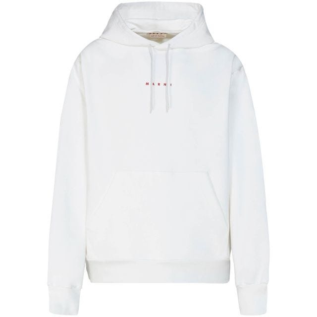 ★MARNI★ Logo Print Hood White FUMU0073P8USCU87L1W02 FUMU00 White organic cotton hoodie with mini Marni print | Marni