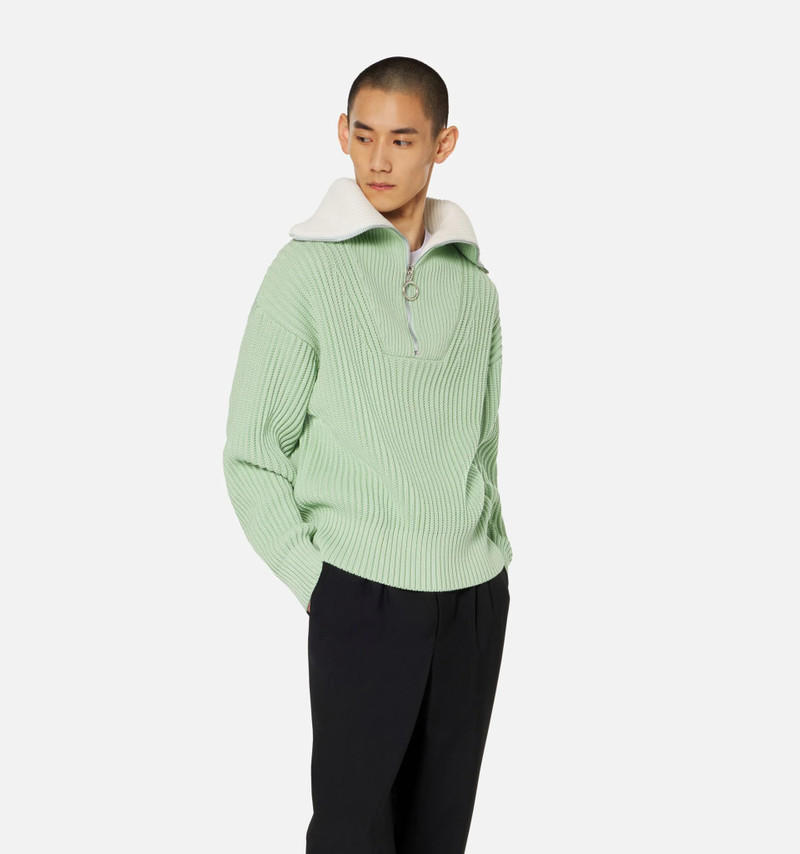 AMI Paris Zipped-Rollneck Ribbed Sweater outlook