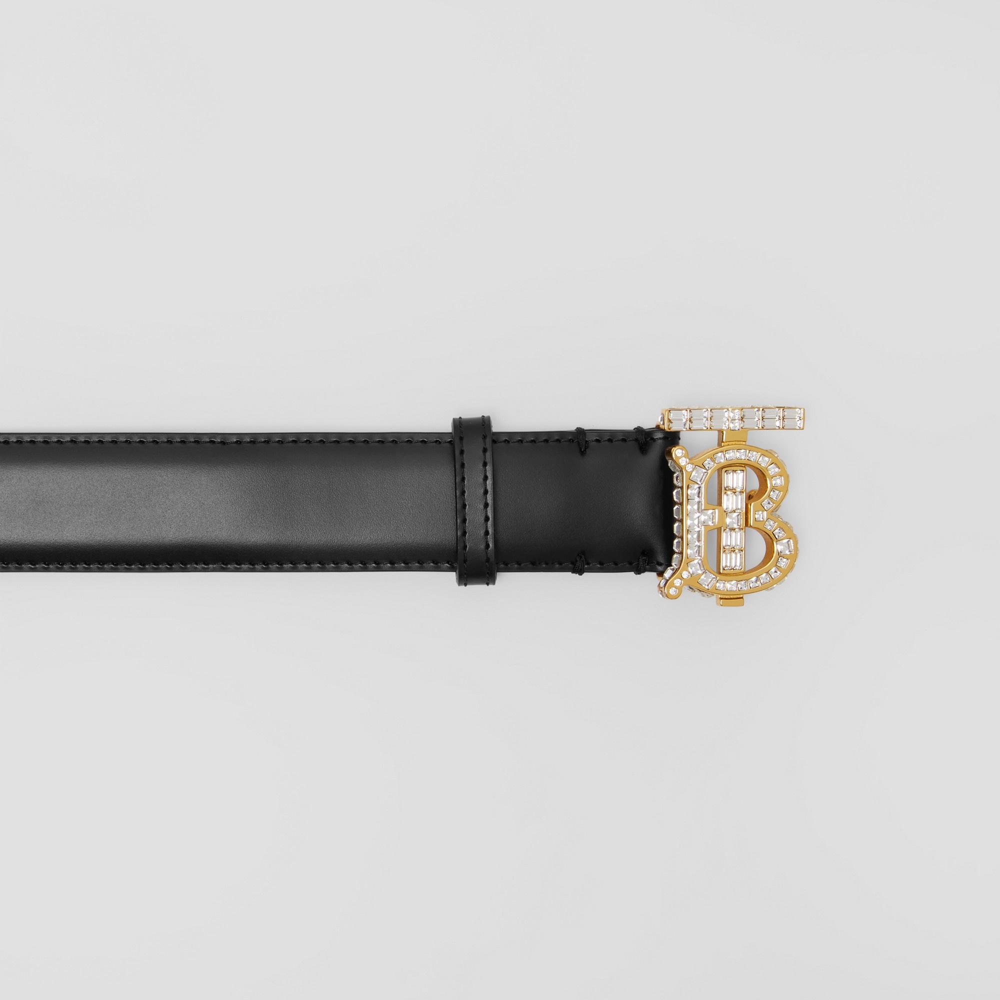 Crystal Monogram Motif Leather TB Belt - 2