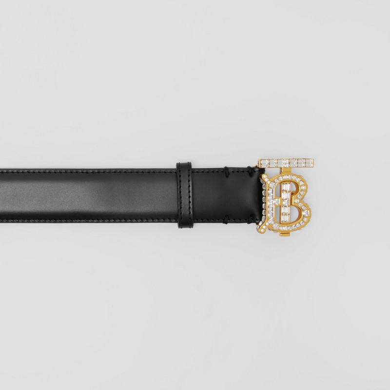 Burberry Crystal Monogram Motif Leather TB Belt outlook