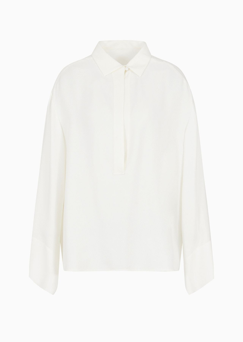 Cupro drill shirt with popover opening 1