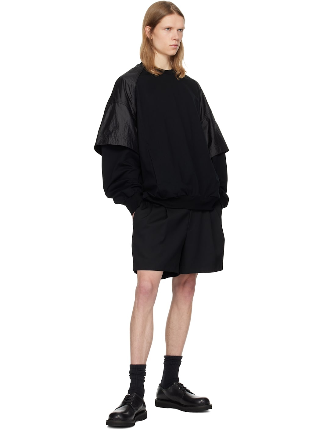 Juun. J Black Nylon Dual Layer Sweatshirt - 4