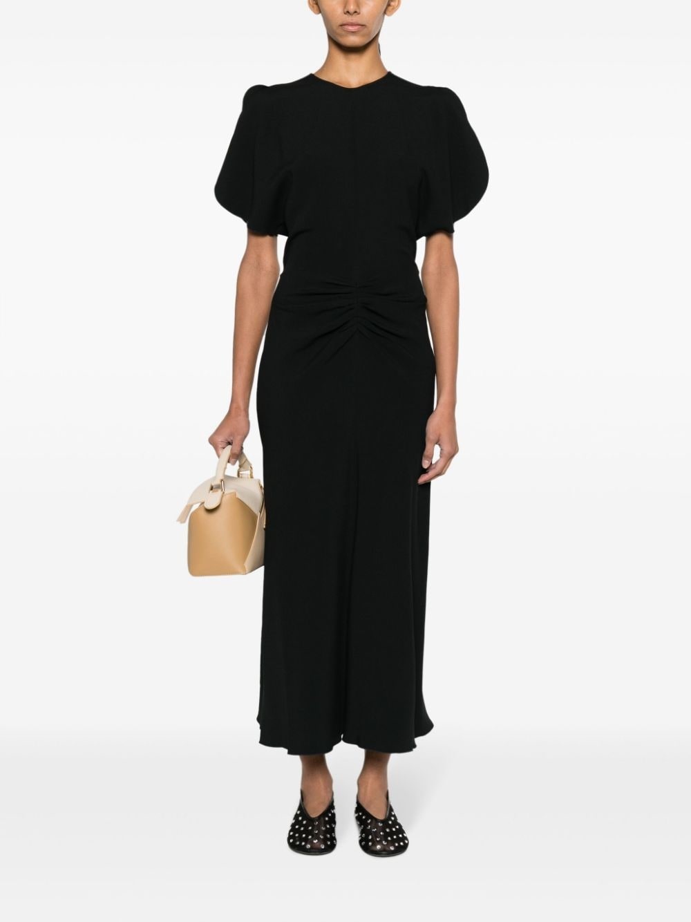 ruched-waist crepe midi dress - 2