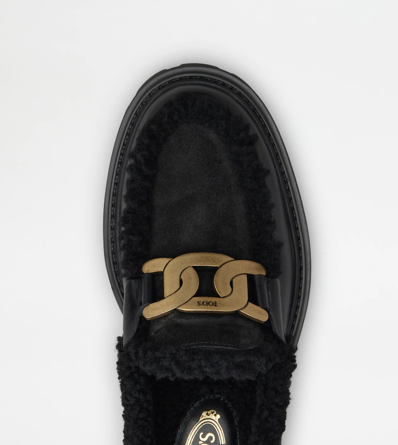 KATE LOAFERS IN LEATHER AND SHEEPSKIN - BLACK 4