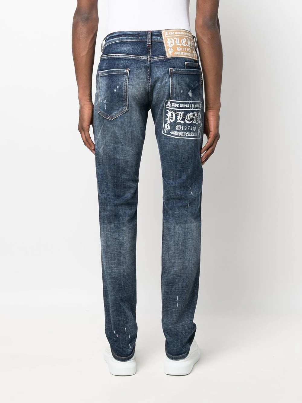 distressed straight-cut jeans - 4