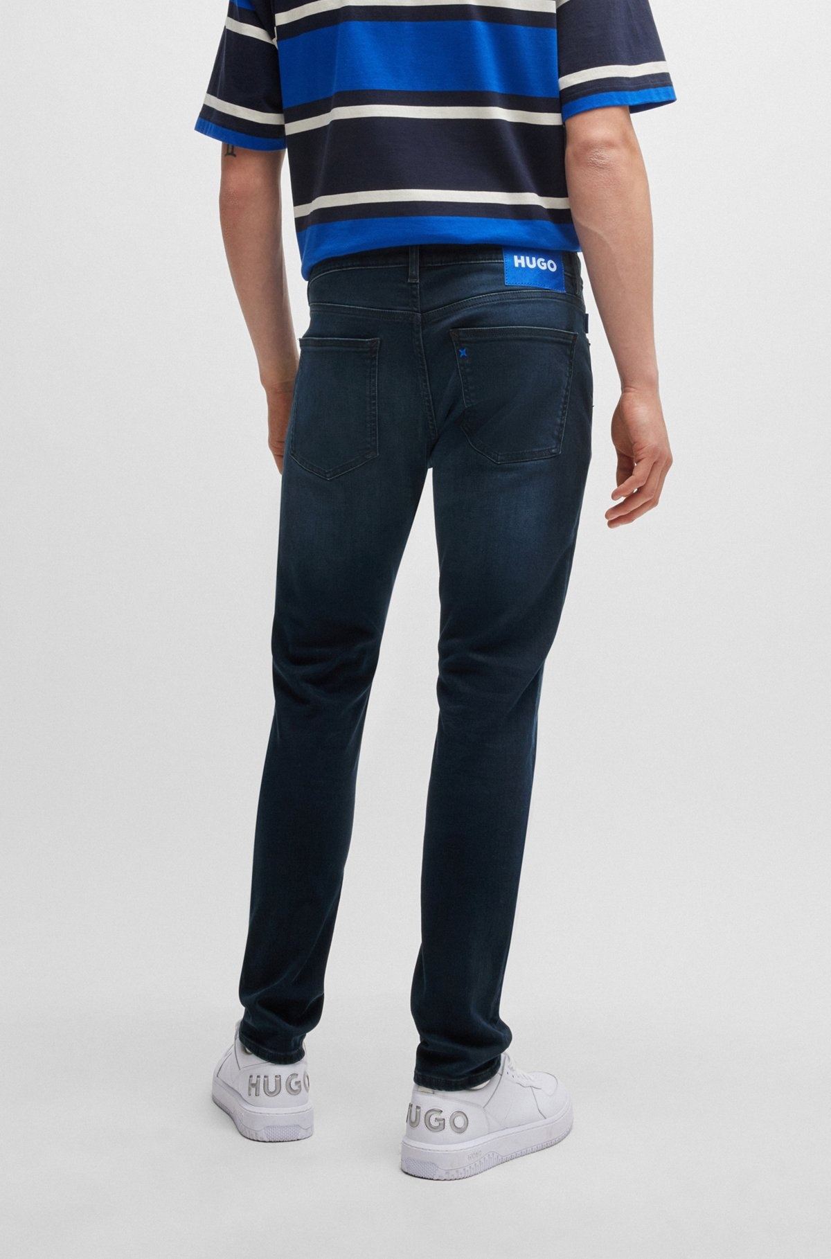 EXTRA-SLIM-FIT JEANS IN BLUE-BLACK STRETCH DENIM - 4