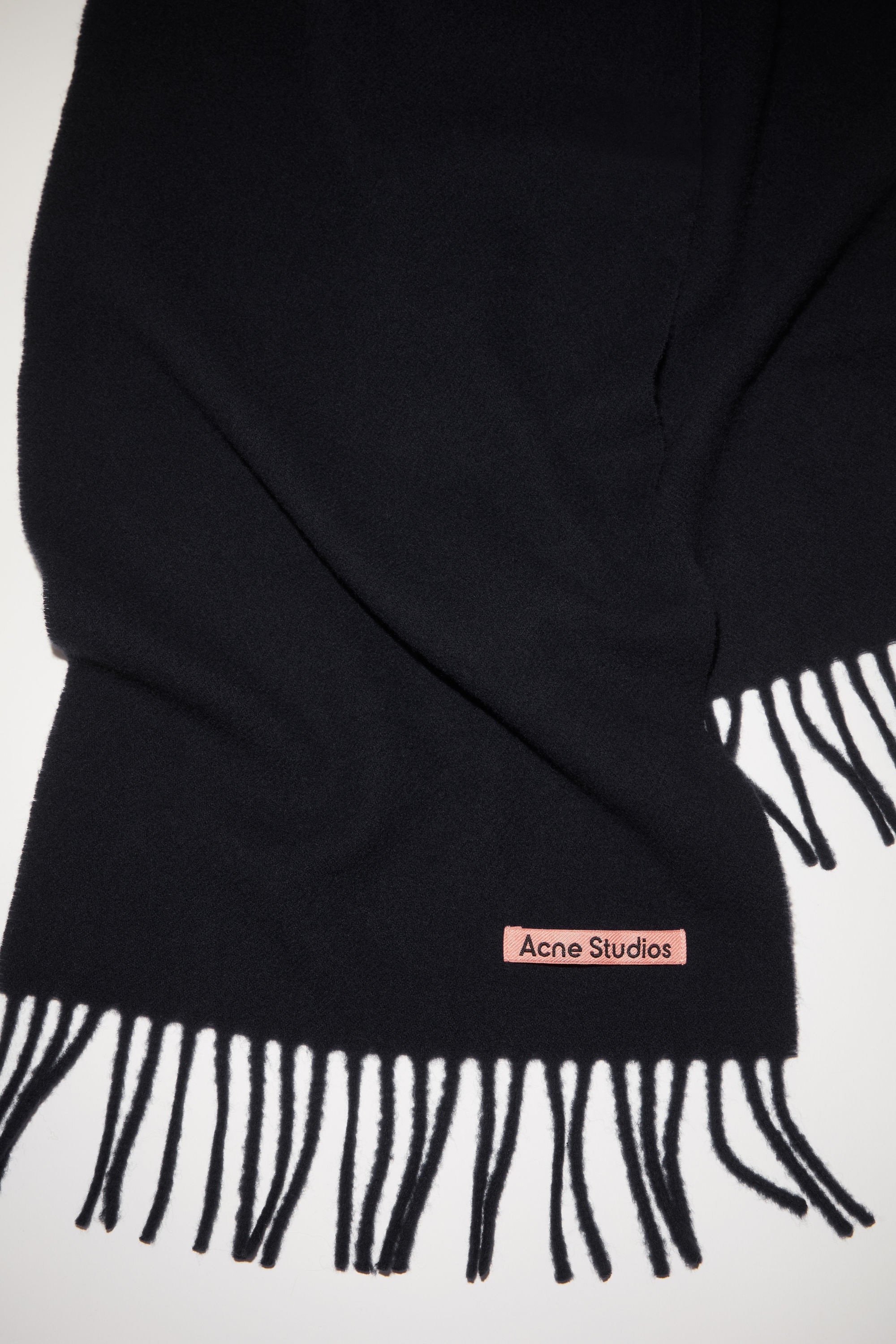 Fringe wool scarf - skinny - Black - 4