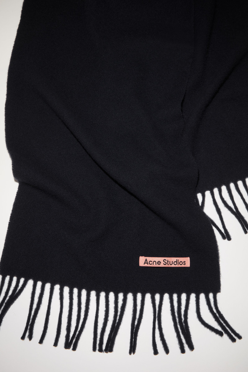 Fringe wool scarf - skinny - Black 3