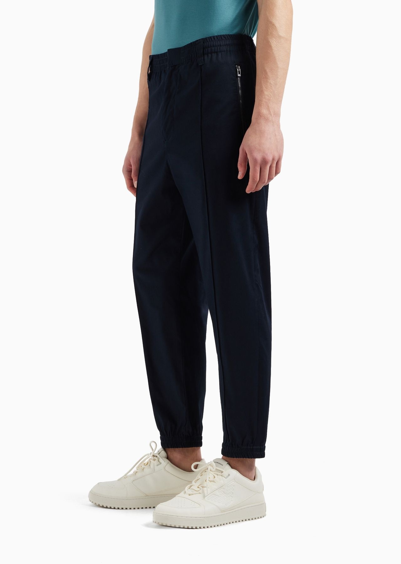 Comfortable cotton twill trousers with centre crease and stretch cuffs - 2