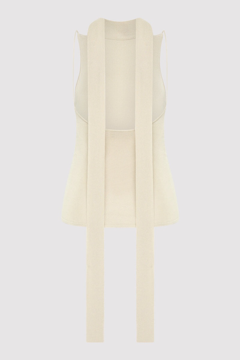 Knit Scarf Top - Creme - 8
