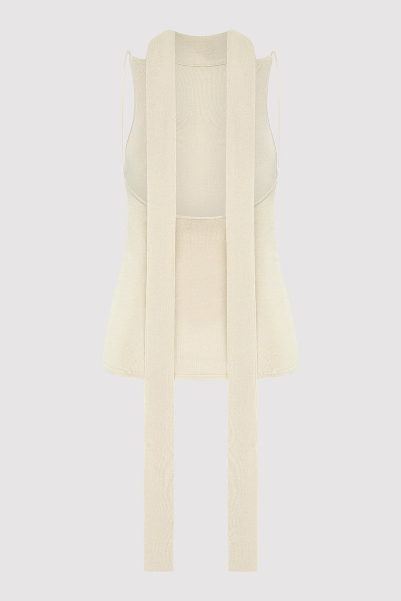 ST. AGNI Knit Scarf Top - Creme outlook