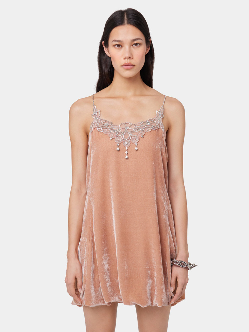 LIGHT PINK SHORT DRESS IN VELVET 6