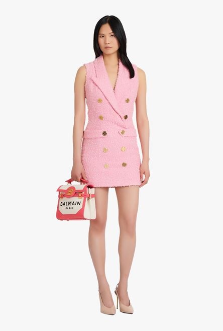 Short pink dress with gold-tone double-buttoned fastening - 2