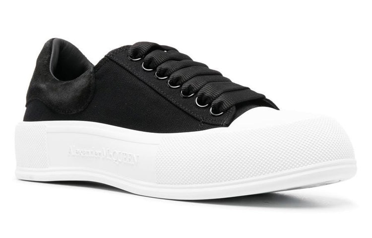 (WMNS) Alexander McQueen Deck Skate Plimsoll Shoes 'Black White' 697120W4MV71070 - 2