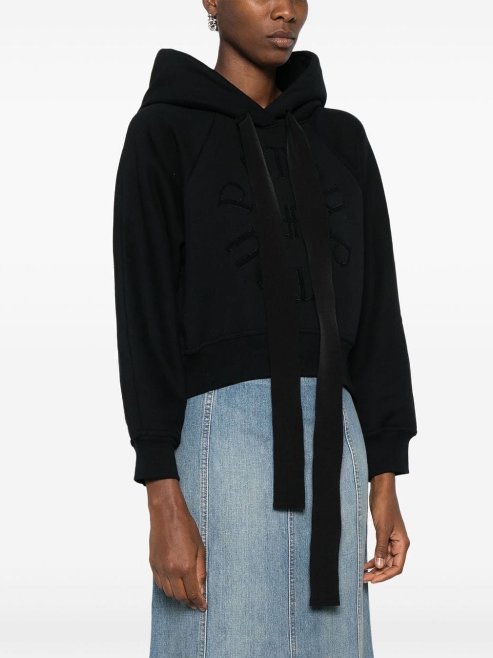 logo-appliquÃ© cropped hoodie - 3