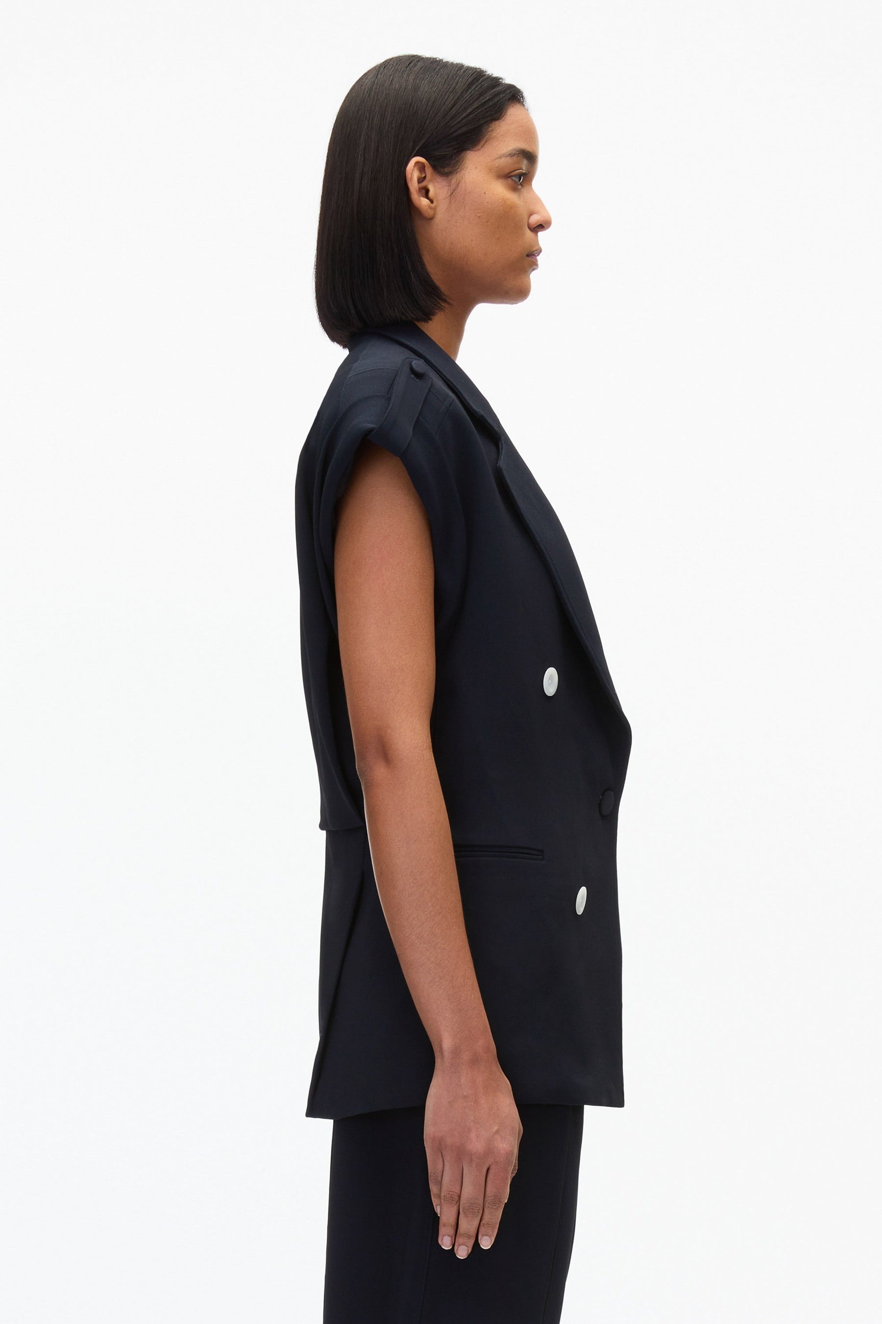 Cocoon Tailored Vest with Rolled Sleeve - 3