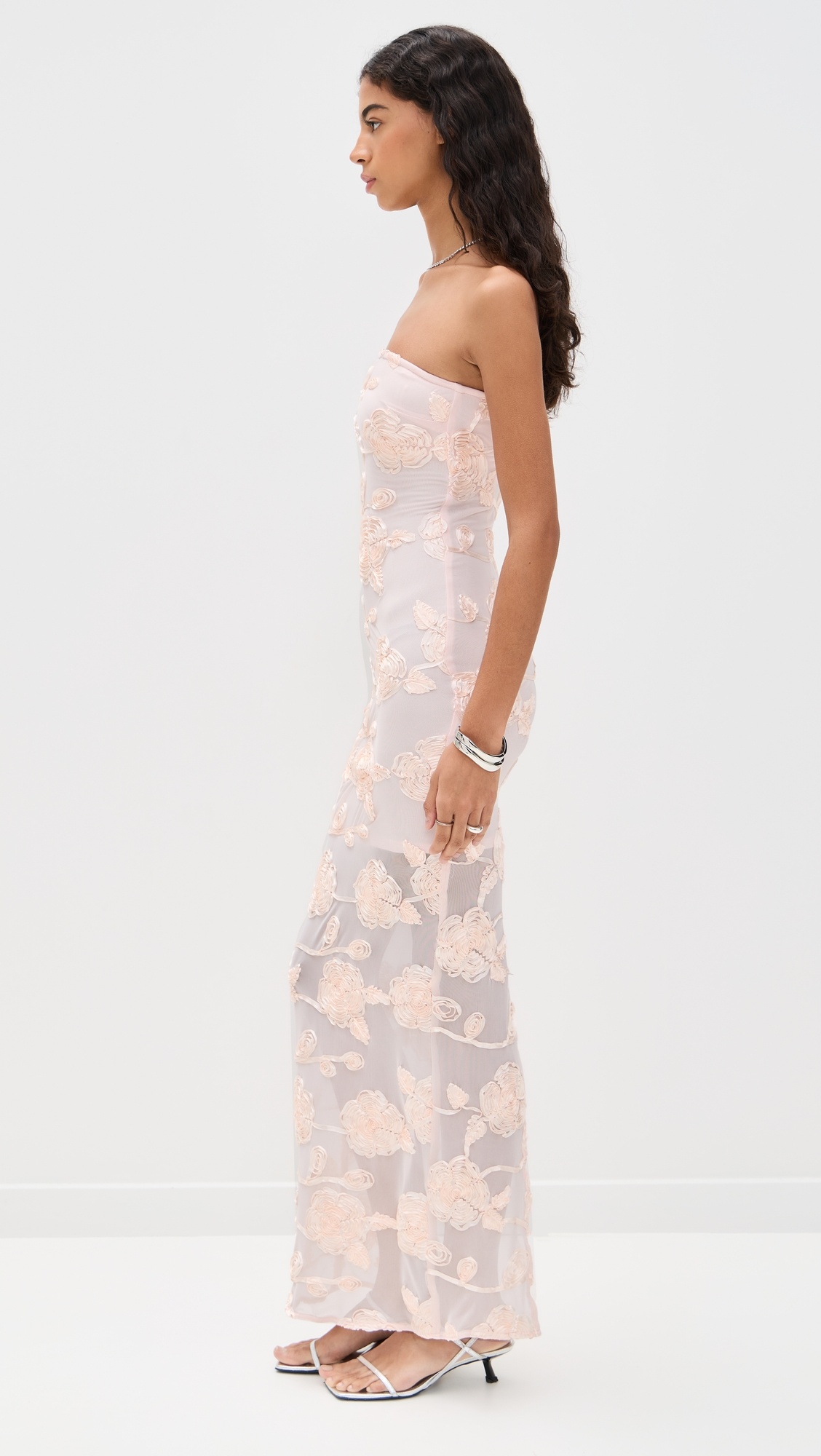 Flower Mesh Tube Dress - 4