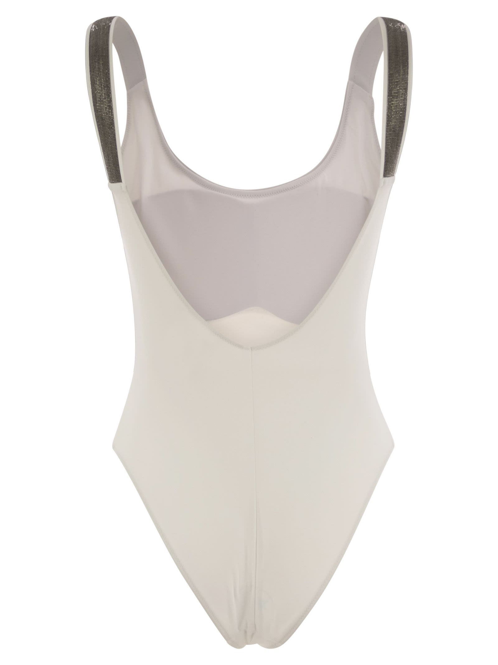 Brunello Cucinelli Women One-Piece Swimming Costume In Techno Jersey With Necklace - 2