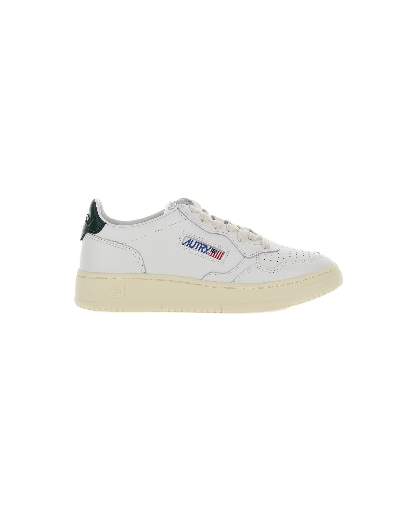 'medalist' White Low Top Sneakers With Contrasting Heel Tab In Leather Woman - 1