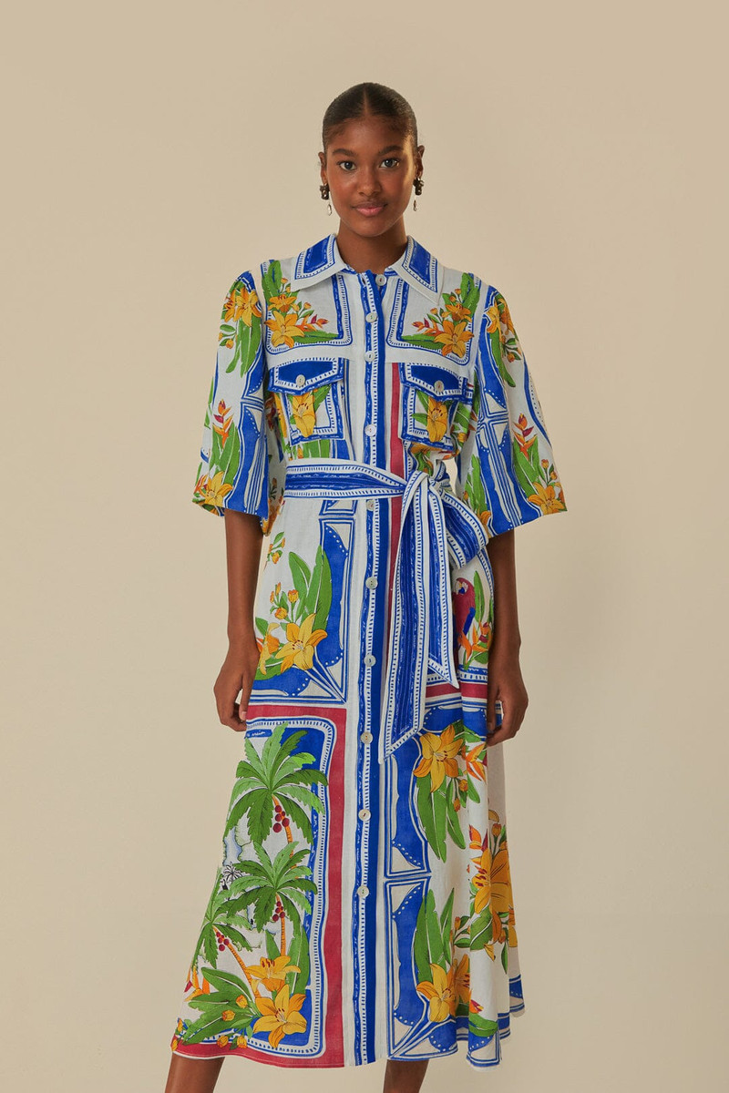 Off-White Tropical Destination Midi Dress 6