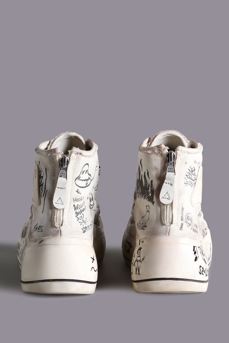 Kurt High Top Sneaker - Ecru Graffiti | R13 Denim Official Site 2