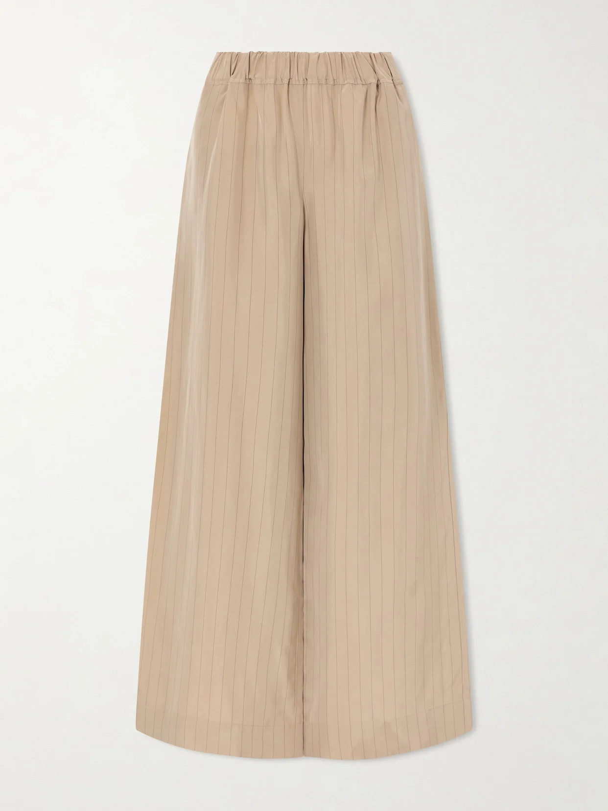 Pinstriped Satin Wide-leg Pants - 1