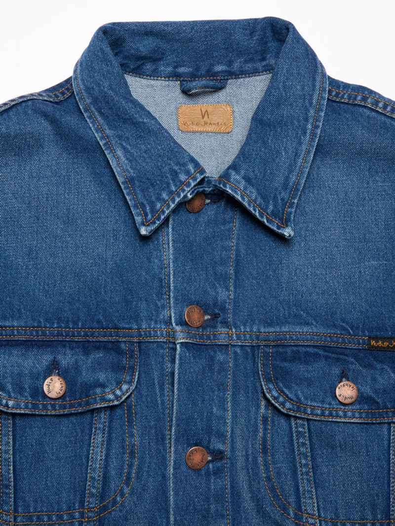 Nudie Jeans Danny Greasy Denim Jacket Mid Blue outlook