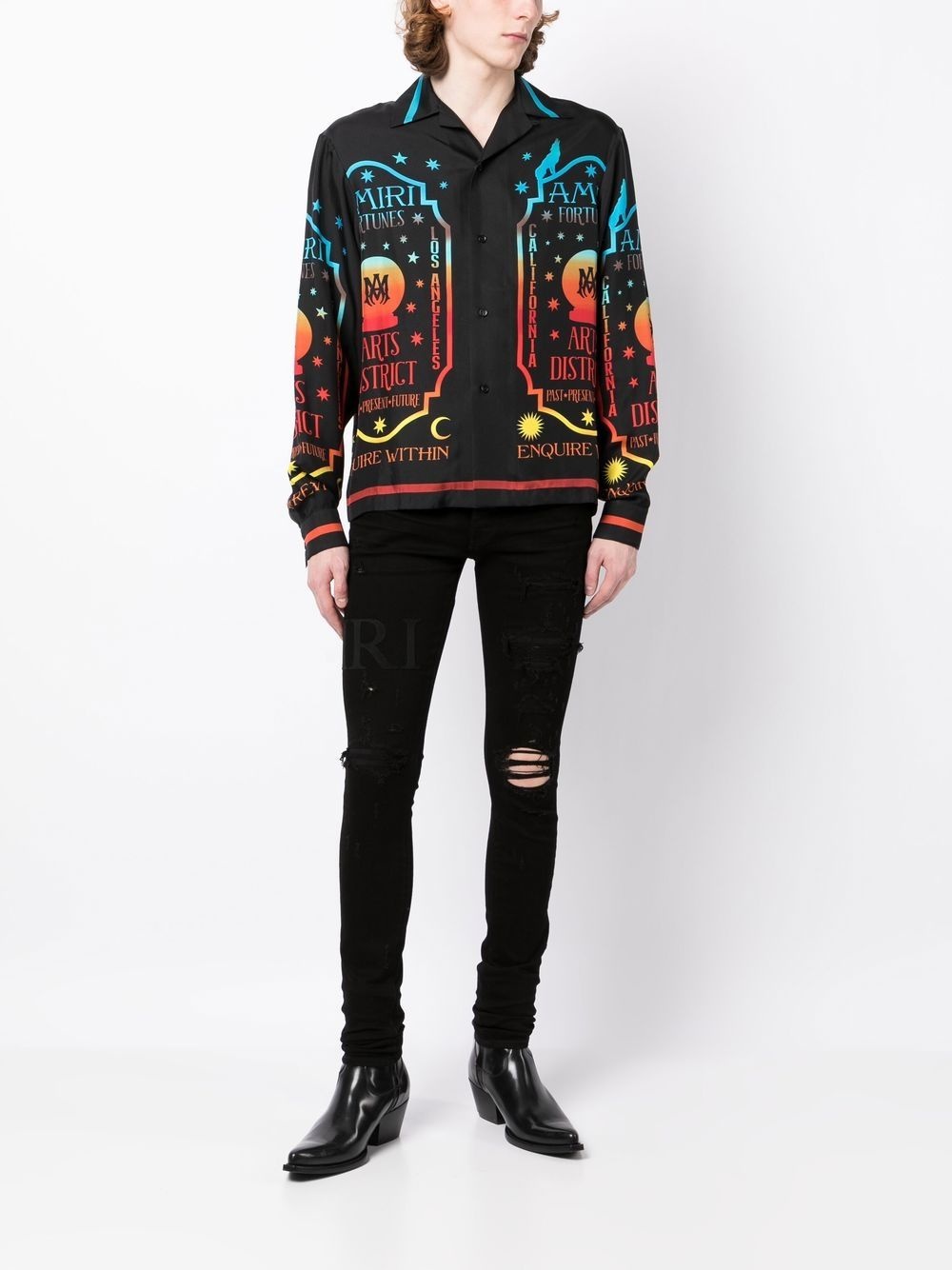 ripped-knee logo-print skinny jeans - 2