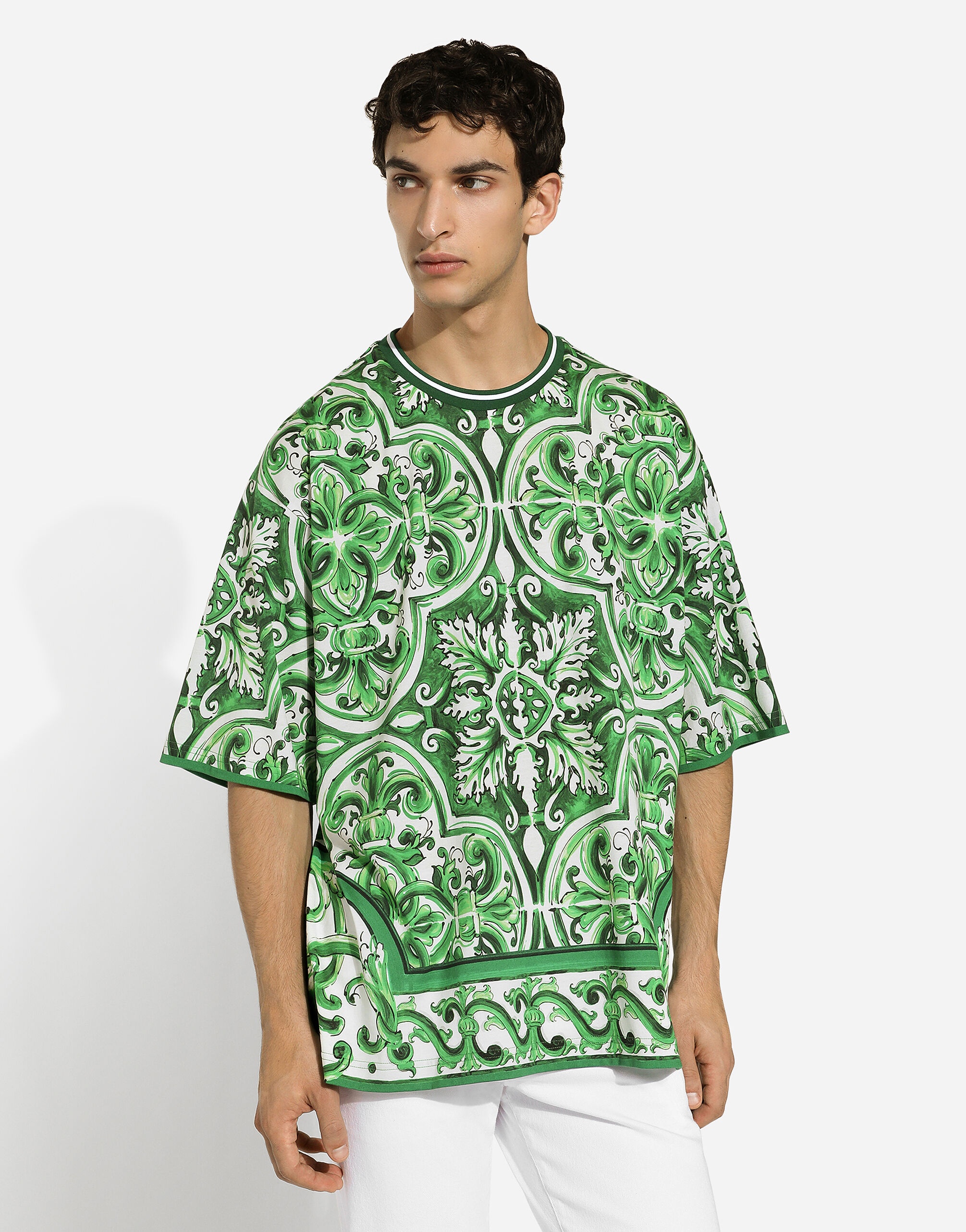 Cotton T-shirt with majolica print - 4