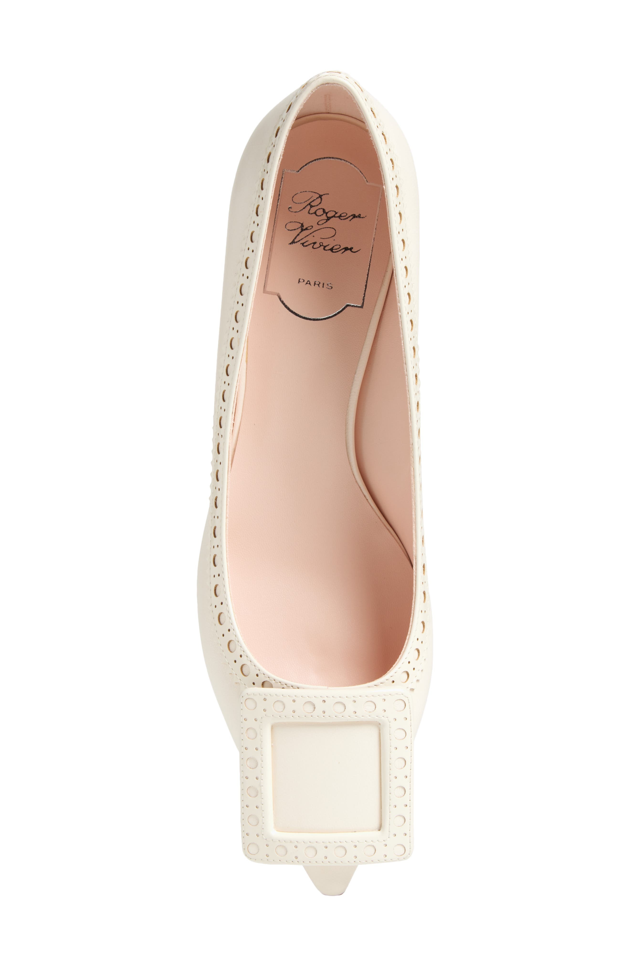 Roger Vivier Viv in the City Pointed Toe Kitten Heel Pump in Cire at Nordstrom - 5