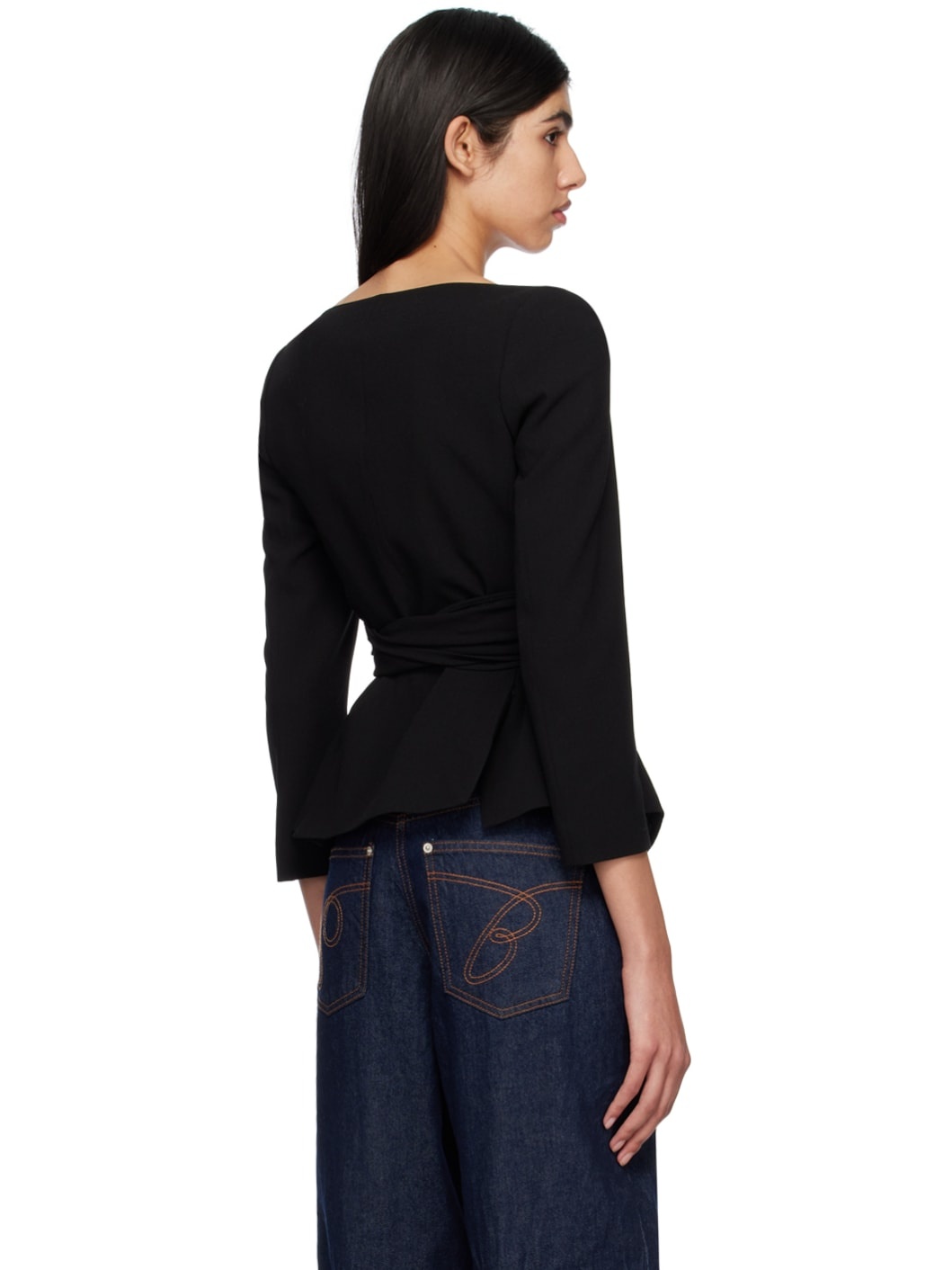 Black Wrap Blazer - 3