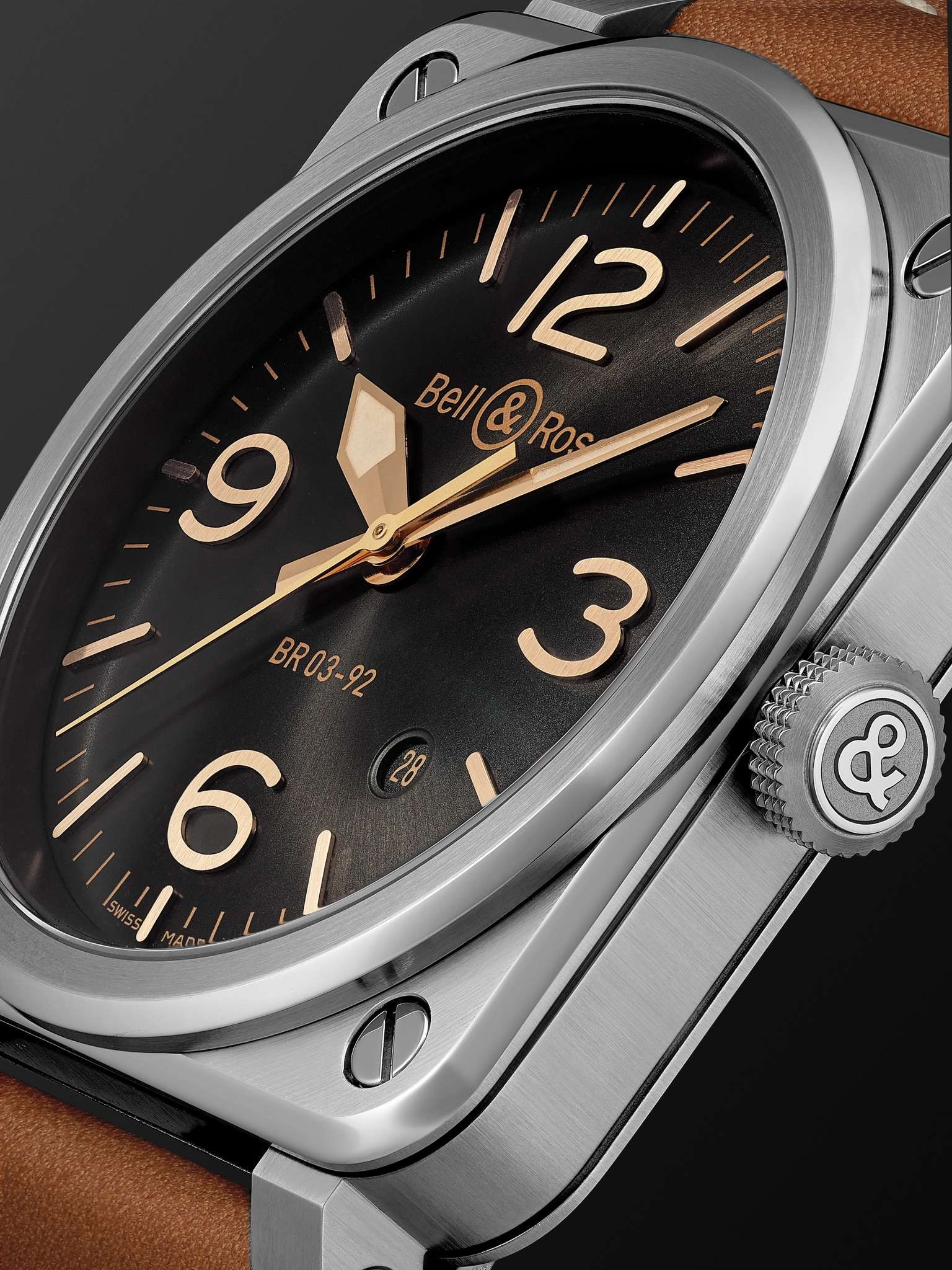 BR 03-92 Golden Heritage Limited Edition Automatic 42mm Stainless Steel and Leather Watch, Ref. No.  - 6