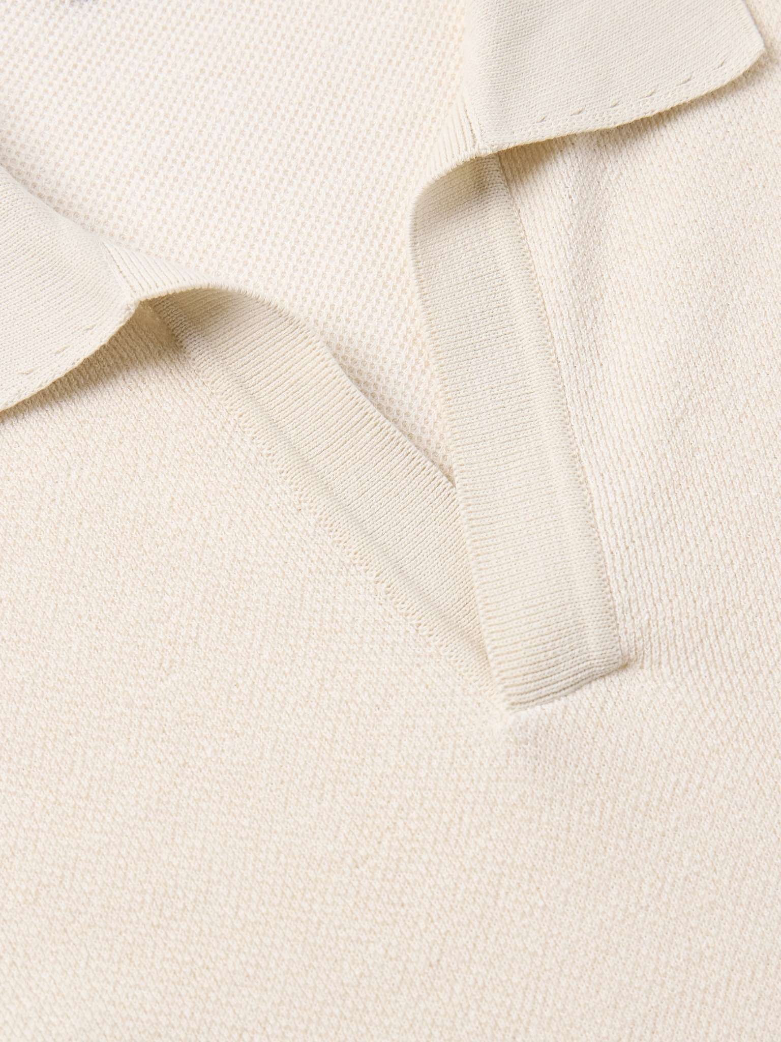 Birdseye Cotton and Linen-Blend Polo Shirt - 4