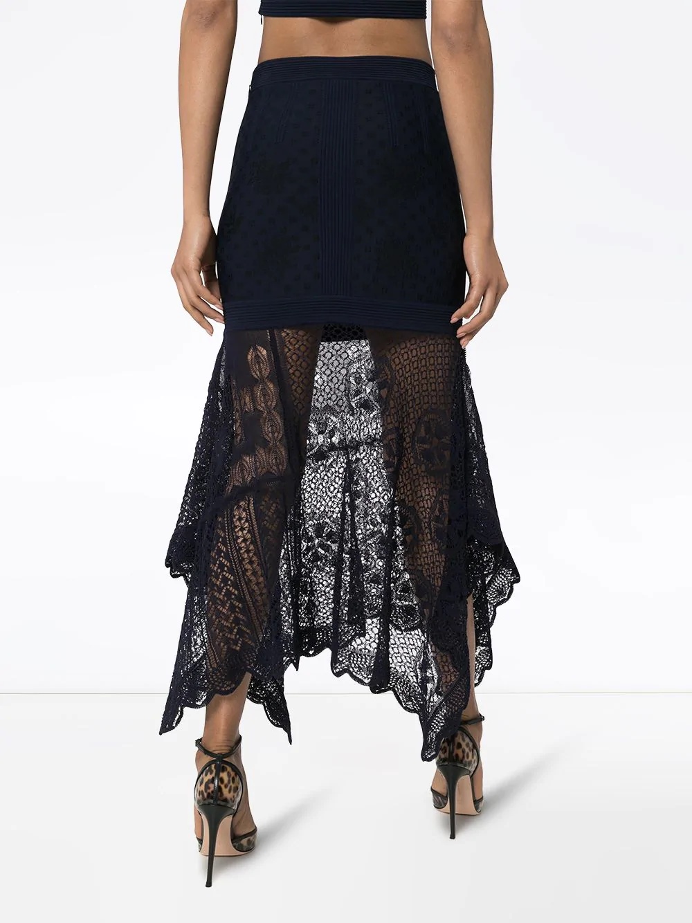 floral lace layered midi skirt - 4