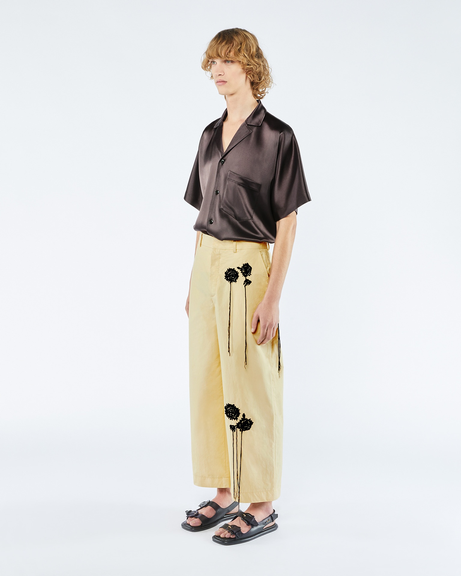 FARIS - Embroidered poplin pants - Vintage creme - 2
