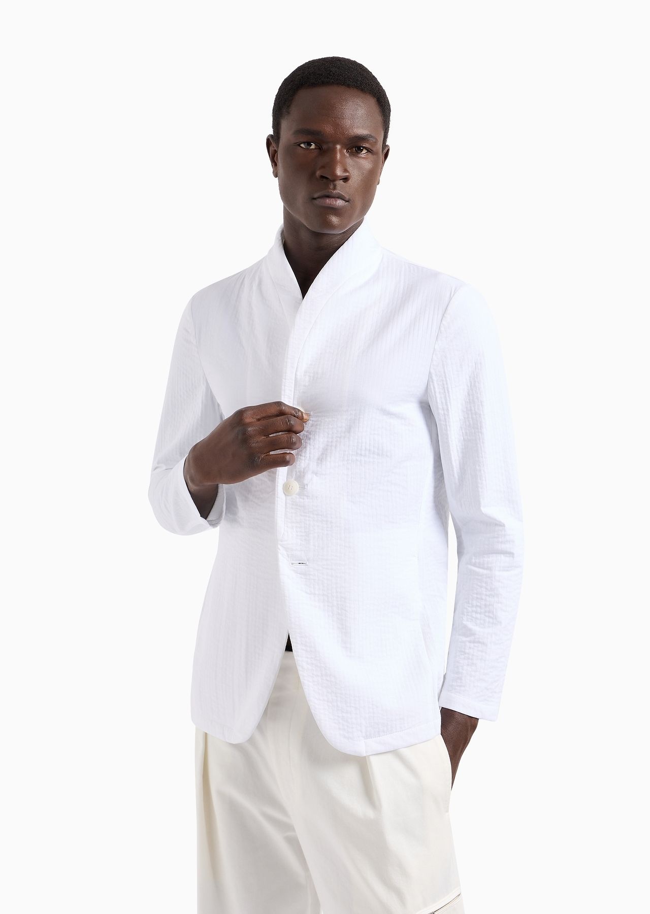 Single-breasted cotton-blend jacket - 2