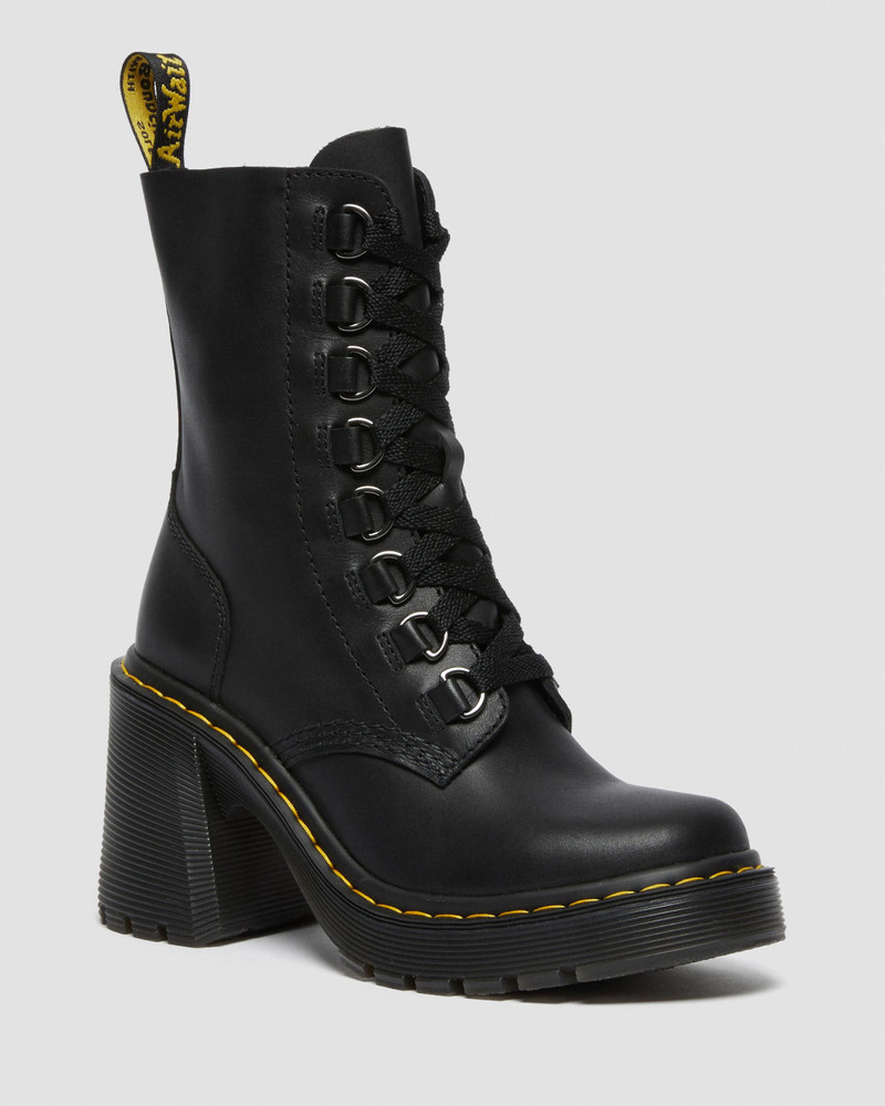 Dr. Martens Chesney Leather Flared Heel Lace Up Boots outlook