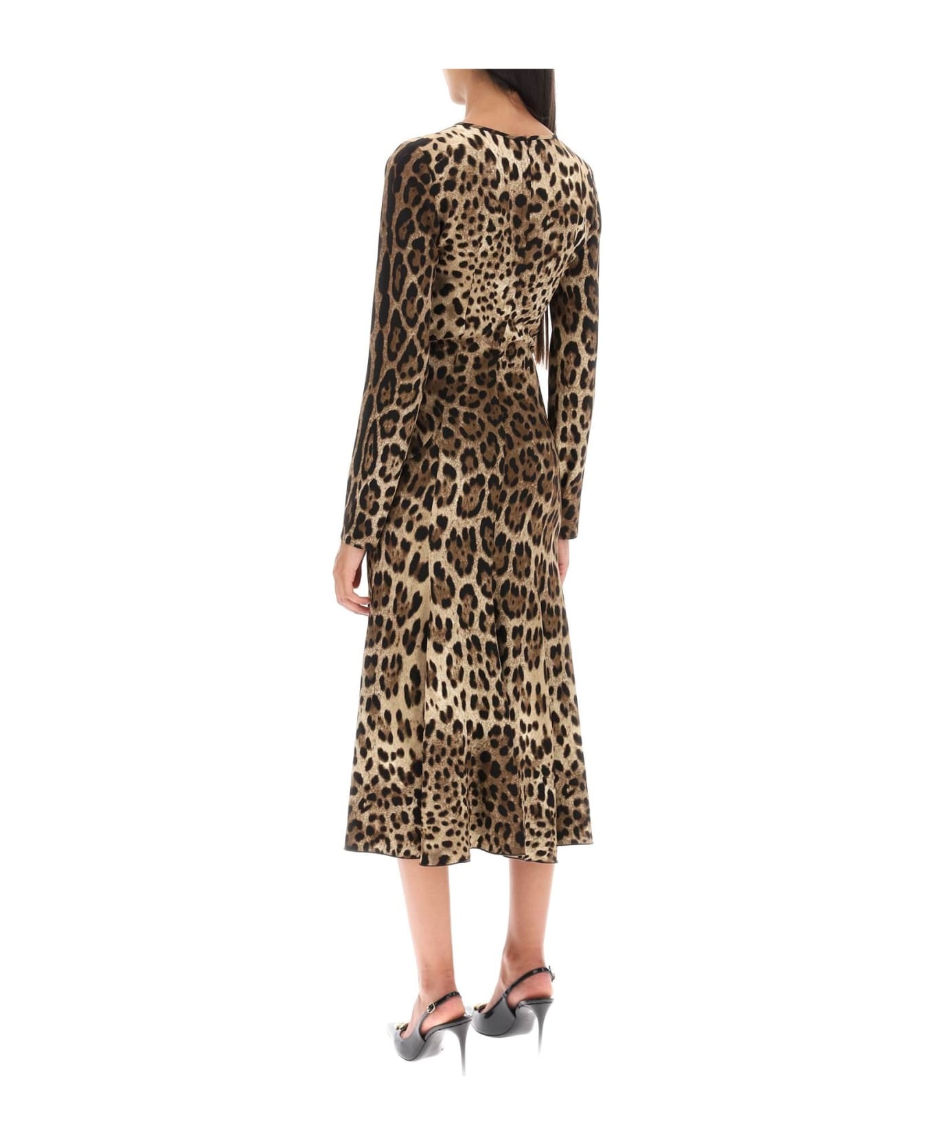 Leopard Print Viscose Midi Dress - 3