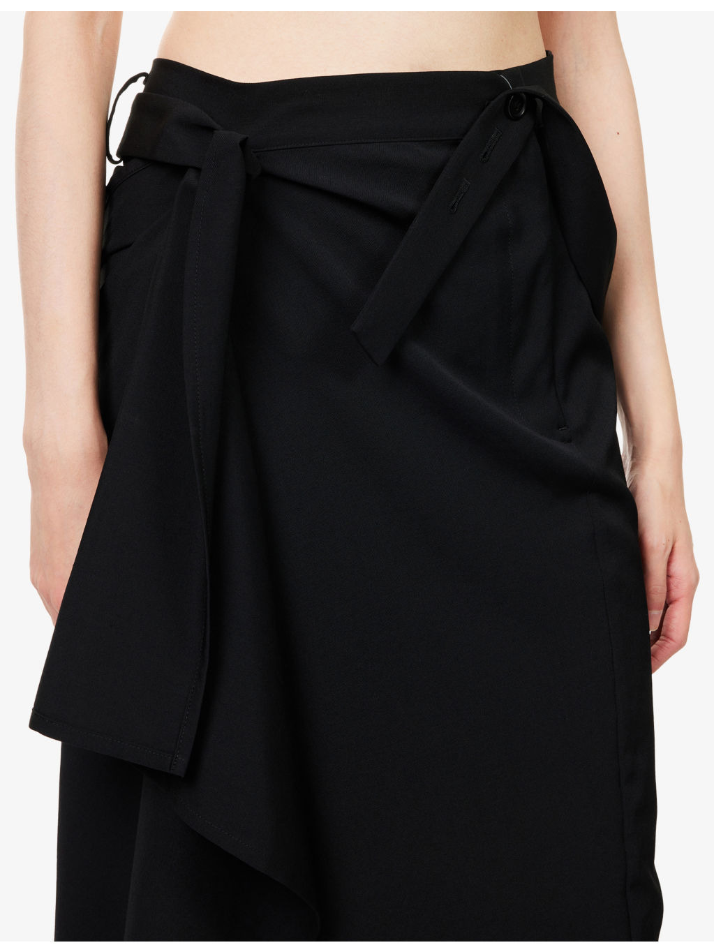 Two-Way Suspender Wool Midi Skirt - 5