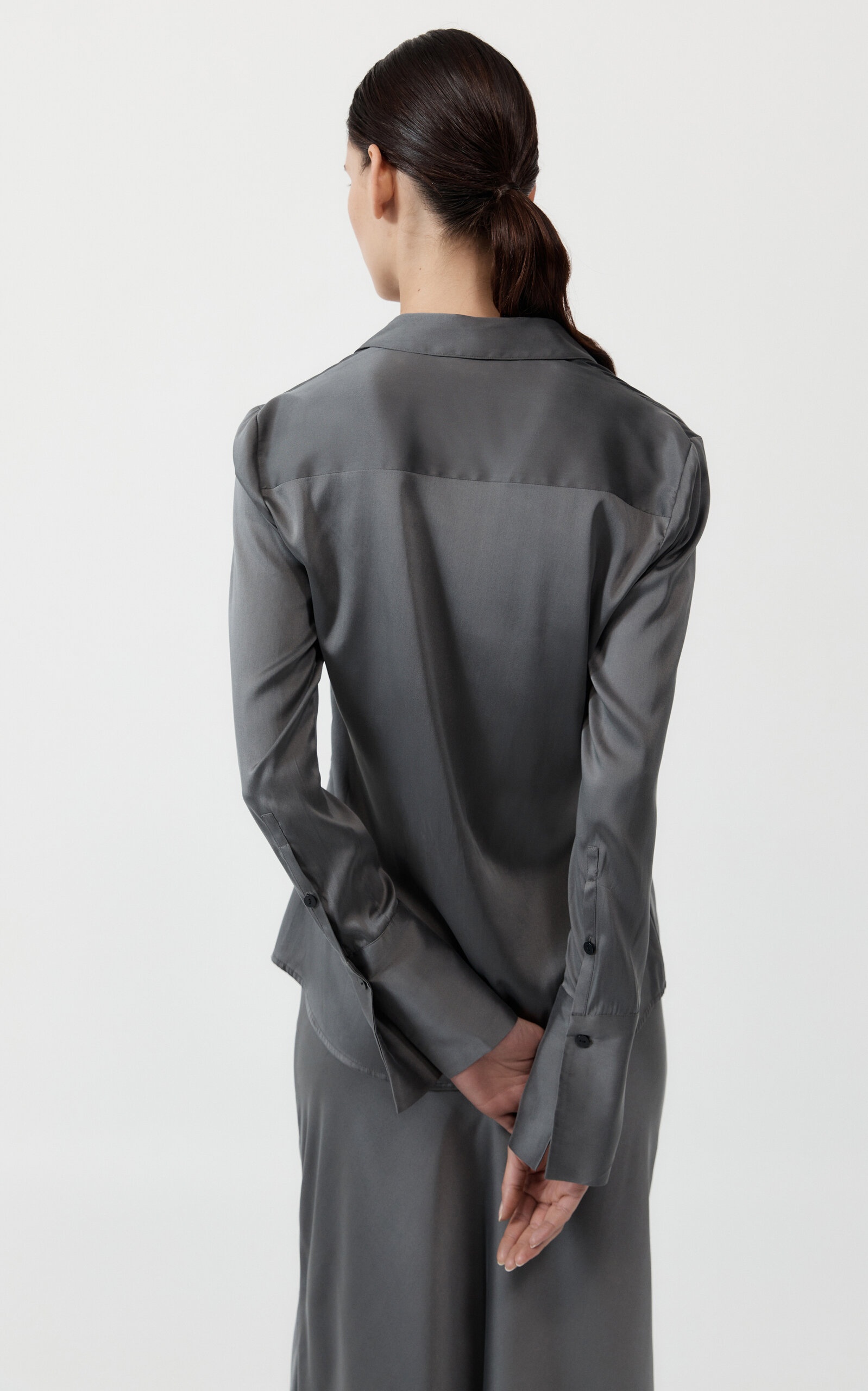 Silk-Blend Maxi Skirt dark grey - 7