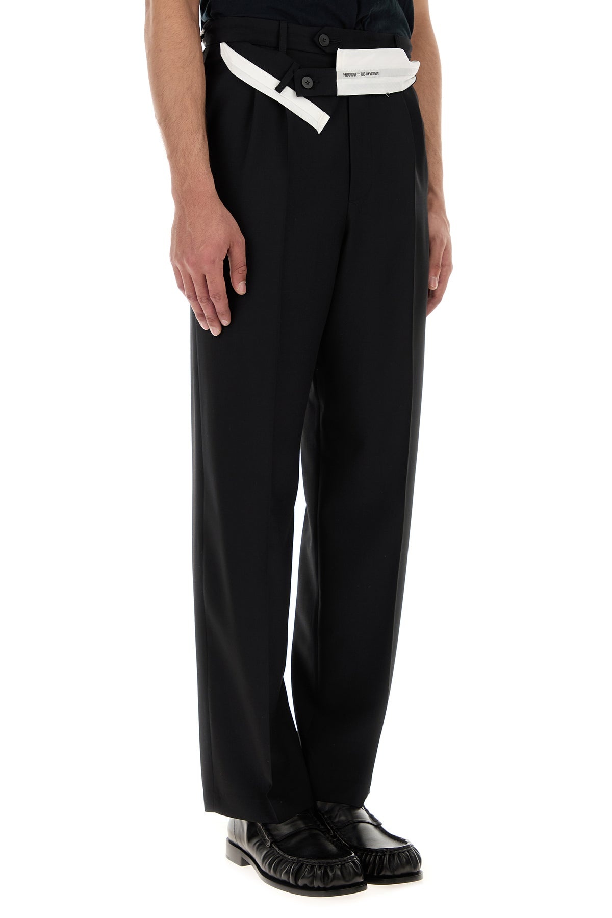 Black wool wide-leg Link pant - 3