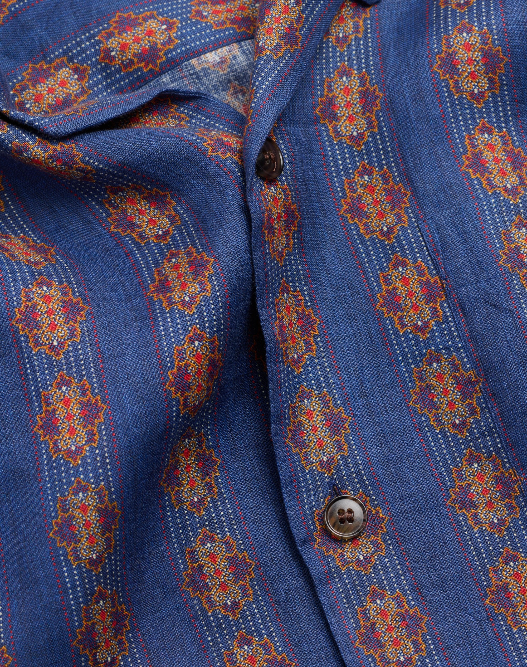 LINEN BOWLING SHIRT WITH VOYAGE IMAGINAIRE PRINT - 9