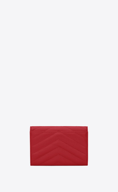 SAINT LAURENT small monogram envelope wallet in grain de poudre embossed leather outlook